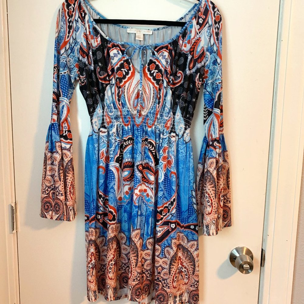 Boston Proper Bohemian Bell Sleeve Dress